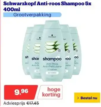 Bol.com Schwarzkopf Anti-roos Shampoo 5x 400ml aanbieding