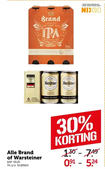 Coop Alle Brand of Warsteiner aanbieding