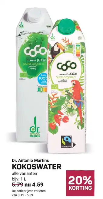 Ekoplaza Dr. Antonio Martins KOKOSWATER aanbieding