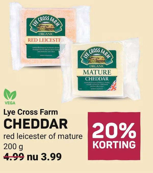 Lye Cross Farm CHEDDAR aanbieding bij Ekoplaza