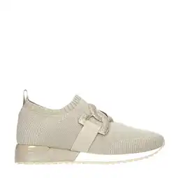 Wehkamp La Strada knitted slip-on sneakers beige/zilver aanbieding