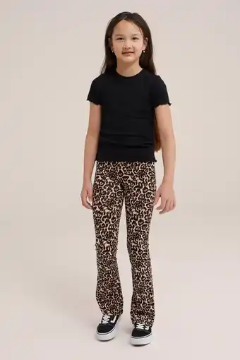 Wehkamp WE Fashion flared broek met panterprint bruin/lichtbruin/zwart aanbieding