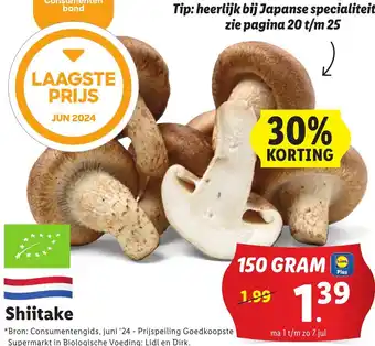 Lidl Shiitake 150g aanbieding