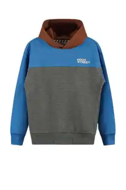 Wehkamp Moodstreet hoodie blauw/grijs/bruin aanbieding