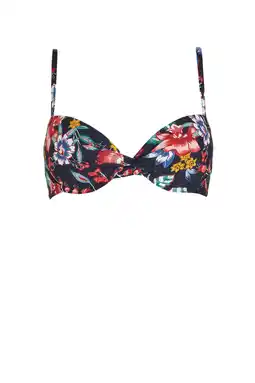 Wehkamp ESPRIT Women Beach voorgevormde gebloemde push-up bikinitop donkerblauw aanbieding