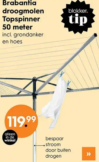 Blokker Brabantia droogmolen Topspinner 50 meter aanbieding