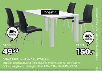 Jysk Omme Tafel + Havndal Stoelen aanbieding