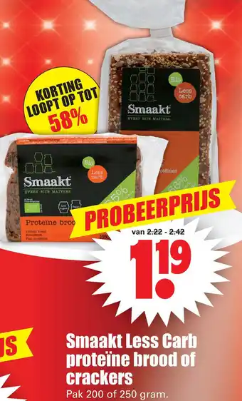 Dirk Smaakt Less Carb proteïne brood of crackers aanbieding