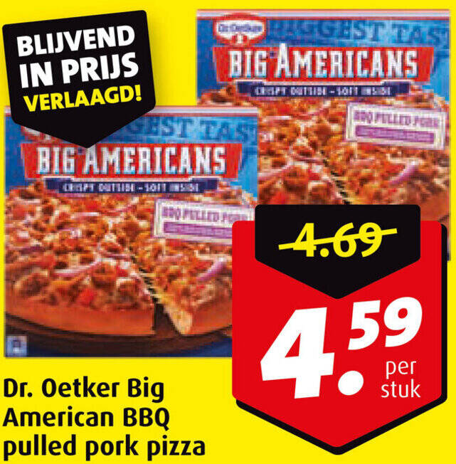 Dr Oetker Big American Pizza Bbq Chicken Dr. Oetker Big American BBQ pulled pork pizza aanbieding bij Boni