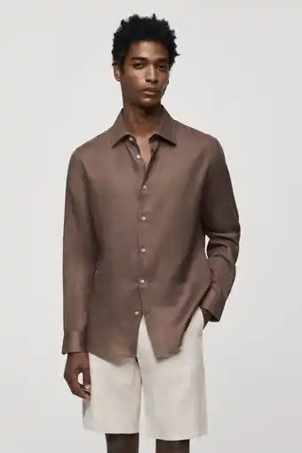 Wehkamp Mango Man regular fit overhemd bruin aanbieding