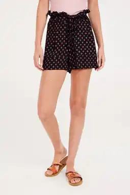 Wehkamp Protest high waist loose fit short met all over print zwart/roze aanbieding