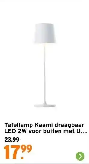 GAMMA Tafellamp Kaami draagbaar LED 2W voor buiten met USB oplaadbare accu, wit aanbieding