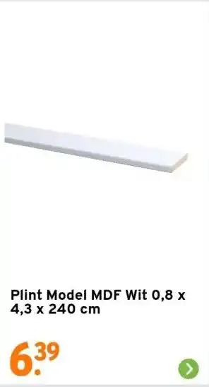 GAMMA Plint Model MDF Wit 0,8 x 4,3 x 240 cm aanbieding