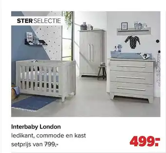 Baby-Dump Interbaby London Ledikant, Commode En Kast aanbieding