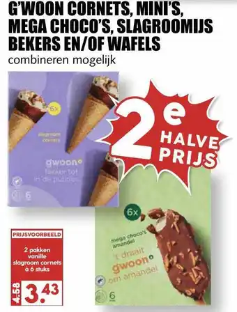 MCD Supermarkt G'woon Cornets, Mini's, Mega Choco's, Slagroomijs Bekers En-Of Wafels aanbieding