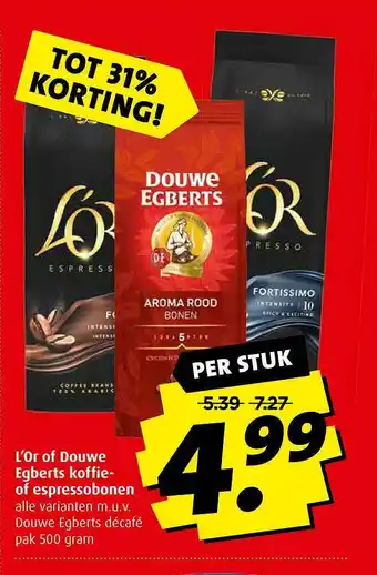 Boni L'Or Of Douwe Egberts Koffie- Of Espressobonen Tot 31% Korting aanbieding