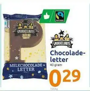 Action Smikkelhuys Chocoladeletter aanbieding