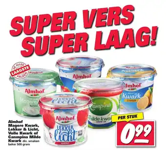 Nettorama Almhof Magere Kwark, Lekker & Licht, Volle Kwark Of Canmpina Milde Kwark aanbieding