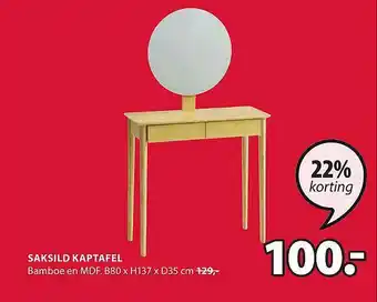 Jysk Saksild Kaptafel 22% Korting aanbieding