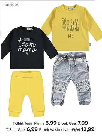 Baby-Dump T-Shirt Team Mama, Broek Geel, T-Shirt Geel Of Broek Washed aanbieding