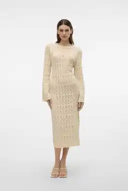 Wehkamp VERO MODA crochet jurk VMFABIENNE met open rug beige aanbieding