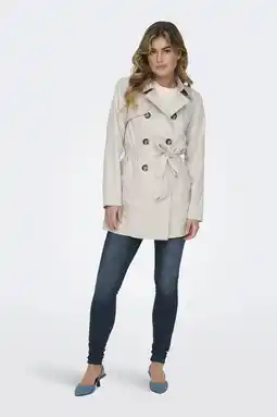 Wehkamp ONLY trenchcoat jas ONLVALERIE met ceintuur lichtgrijs aanbieding