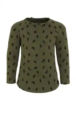 Wehkamp Your Wishes baby longsleeve met all over print donkergroen/zwart aanbieding