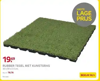 Praxis RUBBER TEGEL MET KUNSTGRAS 50 x 50 x 2.5 cm aanbieding