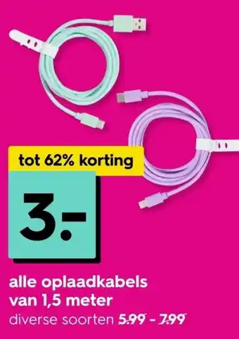 HEMA Alle oplaadkabels van 1,5 meter aanbieding