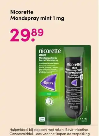 DA Nicorette Mondspray mint 1 mg aanbieding