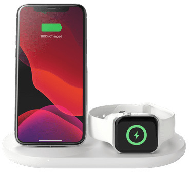 Belkin 3-in-1 Draadloze Oplader 7,5W met Standaard en Apple Watch Oplader  Wit aanbieding bij Coolblue