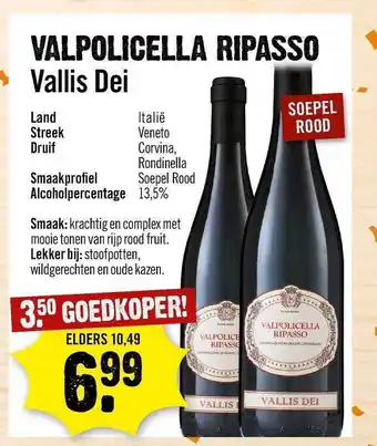 Dirck 3 Valpolicella Ripasso Vallis Dei aanbieding