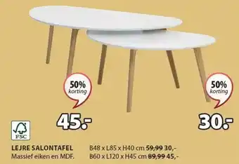 Jysk LEJRE SALONTAFEL aanbieding