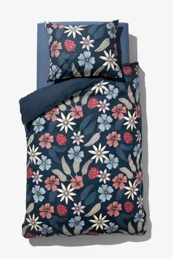 HEMA HEMA Dekbedovertrek Zacht Katoen 140x200/220 Bloemen Blauw (blauw) aanbieding