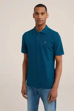 Wehkamp WE Fashion slim fit polo opal blue aanbieding