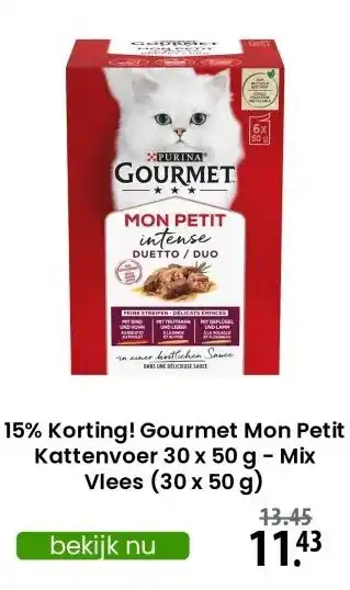 Zooplus 15% Korting! Gourmet Mon Petit Kattenvoer 30 x 50 g - Mix Vlees (30 x 50 g) aanbieding