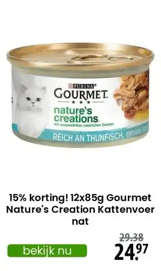 Zooplus 15% korting! 12x85g Gourmet Nature's Creation Kattenvoer nat aanbieding