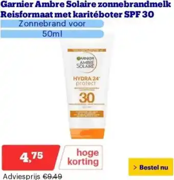 Bol.com Garnier Ambre Solaire zonnebrandmelk Reisformaat met karitéboter SPF 30 aanbieding