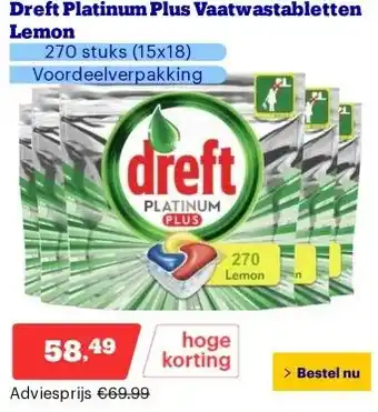 Bol.com Dreft Platinum Plus Vaatwastabletten Lemon aanbieding