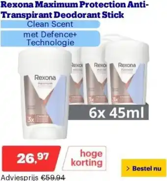 Bol.com Rexona Maximum Protection Anti-Transpirant Deodorant Stick aanbieding