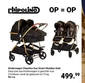 Van Asten BabySuperstore Kinderwagen Chipolino Duo Smart Obsidian Gold aanbieding