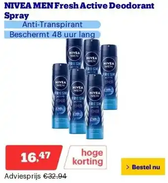 Bol.com NIVEA MEN Fresh Active Deodorant Spray aanbieding