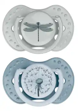 De Online Drogist Difrax LOVI Dynamic Pacifier 6-18 Months Botanic Blue Green - Fopspeen aanbieding