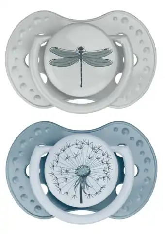 De Online Drogist Difrax LOVI Dynamic Pacifier 6-18 Months Botanic Blue Green - Fopspeen aanbieding