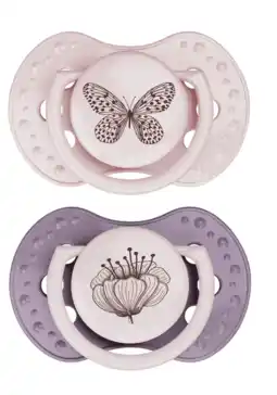De Online Drogist Difrax LOVI Dynamic Pacifier 0-3 Months Botanic Pink Purple - Fopspeen aanbieding