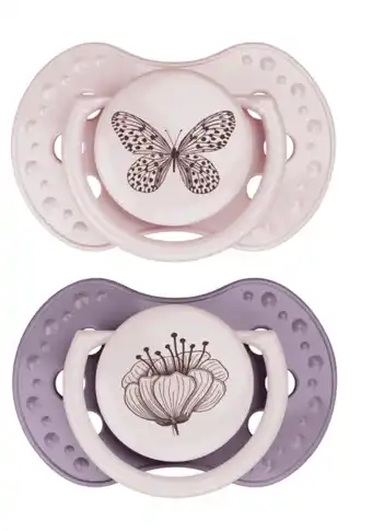 De Online Drogist Difrax LOVI Dynamic Pacifier 0-3 Months Botanic Pink Purple - Fopspeen aanbieding