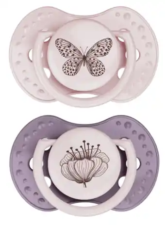 De Online Drogist Difrax LOVI Dynamic Pacifier 6-18 Months Botanic Pink Purple - Fopspeen aanbieding