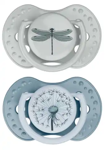De Online Drogist Difrax LOVI Dynamic Pacifier 0-3 Months Botanic Blue Green - Fopspeen aanbieding