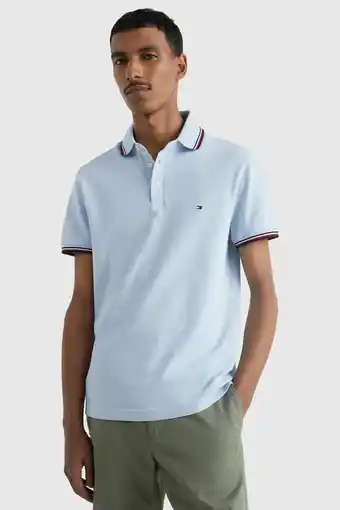 Wehkamp Tommy Hilfiger polo met contrastbies breezy blue aanbieding