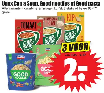 Dirk Unox cup a soup, good noodles of good pasta 63-71 gram aanbieding